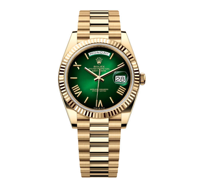 Rolex Daydate "ombre Green Dial" 228238-0069