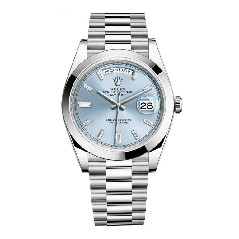 Rolex Day-Date 40mm, Platinum, Baguette Dial