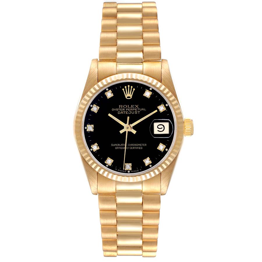 Rolex Datejust 31mm, Yellow Gold, Black Diamond Dial
