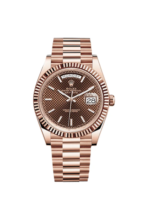 Rolex Day-Date 40 Rose Gold Chocolate Waffle Dial