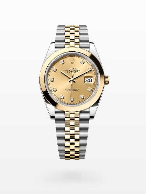 Rolex Datejust 41mm, Steel and Yellow, Champagne Diamond Dial