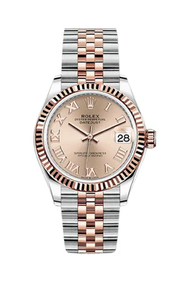Rolex Lady-Datejust 28mm, Rose Gold, Jubilee, Fluted, Sundust Roman Dial