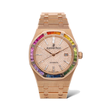 Audemars Piguet Royal Oak, Rose Gold, Rainbow Pave (1 of 10)
