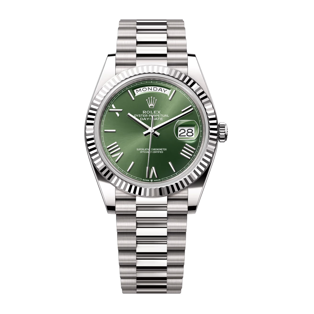 Rolex Day-Date 40mm, White Gold, Olive-Green Dial